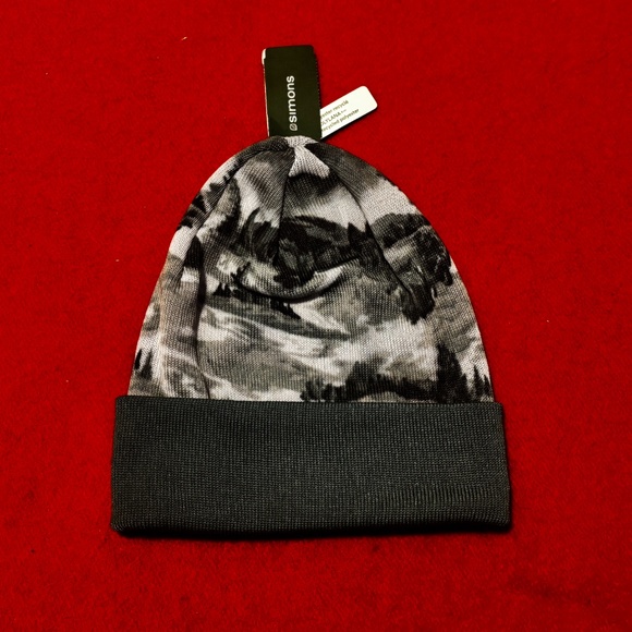 Unisex green forest print piqué knit tuque hat beanie NWT - Picture 2 of 8